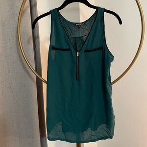 Dark green sleeveless Express blouse